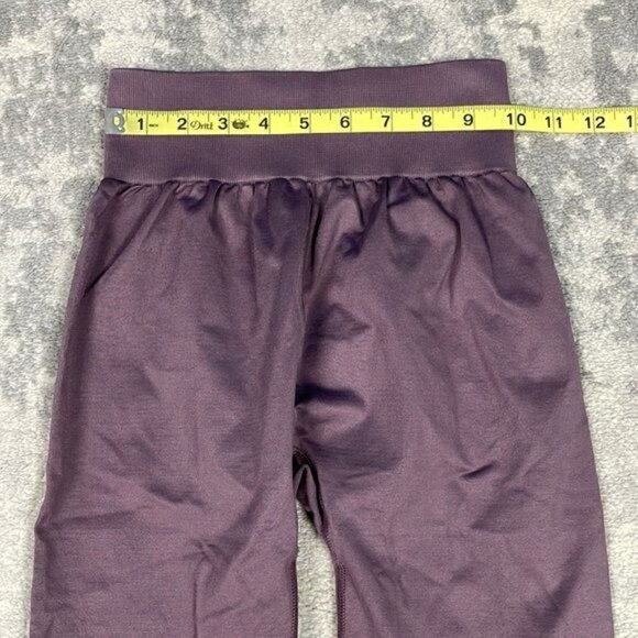 Gymshark Two Tone Seamless Leggings Purple Heathered with Logo High Rise - Picture 5 of 12